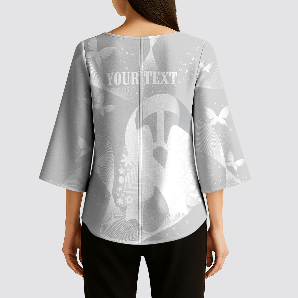 Australia Lung Cancer Awareness Personalised Kimono Sleeve Blouse Butterfly Ribbon Art