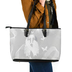Australia Lung Cancer Awareness Leather Tote Bag Butterfly Ribbon Art