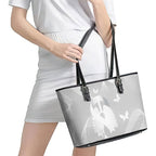 Australia Lung Cancer Awareness Leather Tote Bag Butterfly Ribbon Art