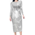 Australia Lung Cancer Awareness Personalised Long Sleeve Bodycon Dress Butterfly Ribbon Art