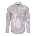Australia Lung Cancer Awareness Personalised Long Sleeve Button Shirt Butterfly Ribbon Art