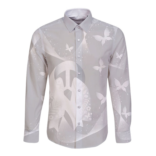 Australia Lung Cancer Awareness Personalised Long Sleeve Button Shirt Butterfly Ribbon Art