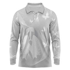Australia Lung Cancer Awareness Personalised Long Sleeve Polo Shirt Butterfly Ribbon Art