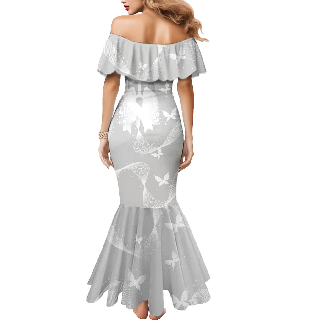 Australia Lung Cancer Awareness Personalised Mermaid Dress Butterfly Ribbon Art