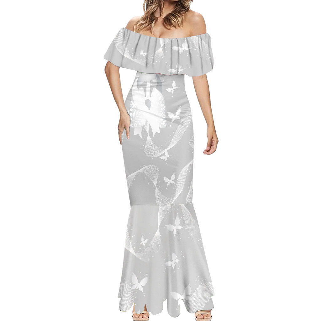 Australia Lung Cancer Awareness Personalised Mermaid Dress Butterfly Ribbon Art