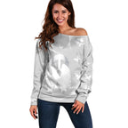 Australia Lung Cancer Awareness Personalised Off Shoulder Sweater Butterfly Ribbon Art
