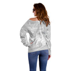 Australia Lung Cancer Awareness Personalised Off Shoulder Sweater Butterfly Ribbon Art