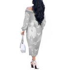 Australia Lung Cancer Awareness Personalised Off The Shoulder Long Sleeve Dress Butterfly Ribbon Art