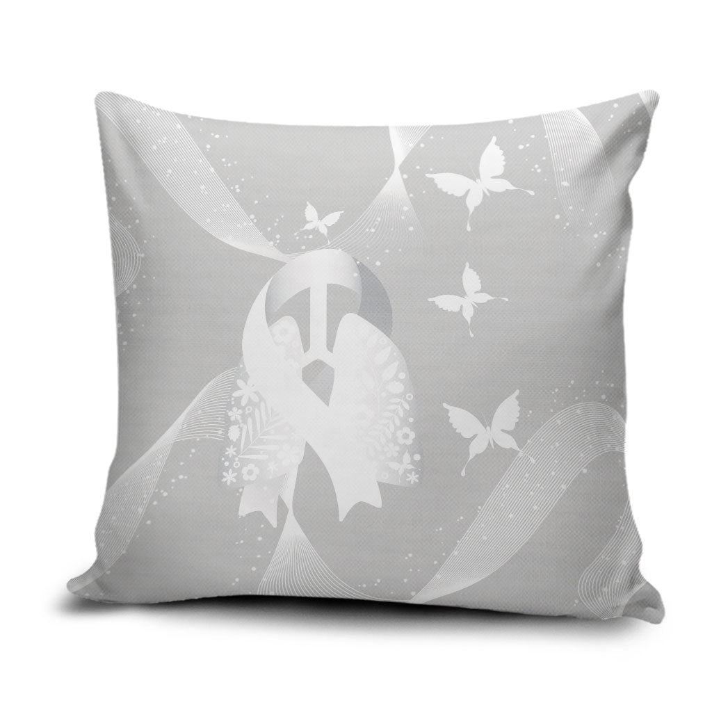 Australia Lung Cancer Awareness Pillow Cover Butterfly Ribbon Art