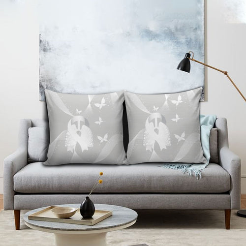 Australia Lung Cancer Awareness Pillow Cover Butterfly Ribbon Art