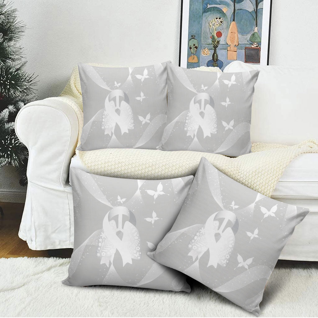 Australia Lung Cancer Awareness Pillow Cover Butterfly Ribbon Art