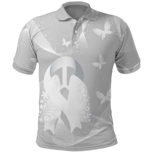 Australia Lung Cancer Awareness Personalised Polo Shirt Butterfly Ribbon Art
