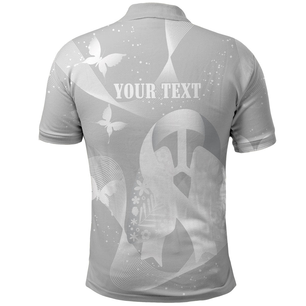 Australia Lung Cancer Awareness Personalised Polo Shirt Butterfly Ribbon Art