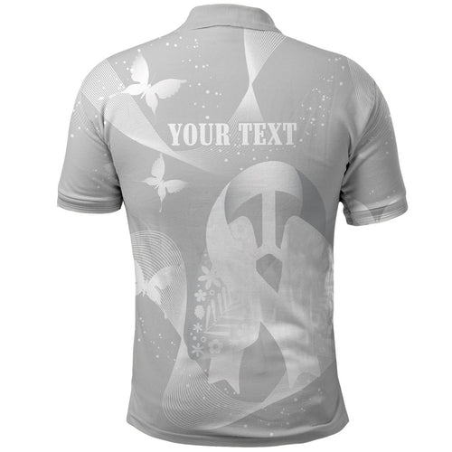 Australia Lung Cancer Awareness Personalised Polo Shirt Butterfly Ribbon Art