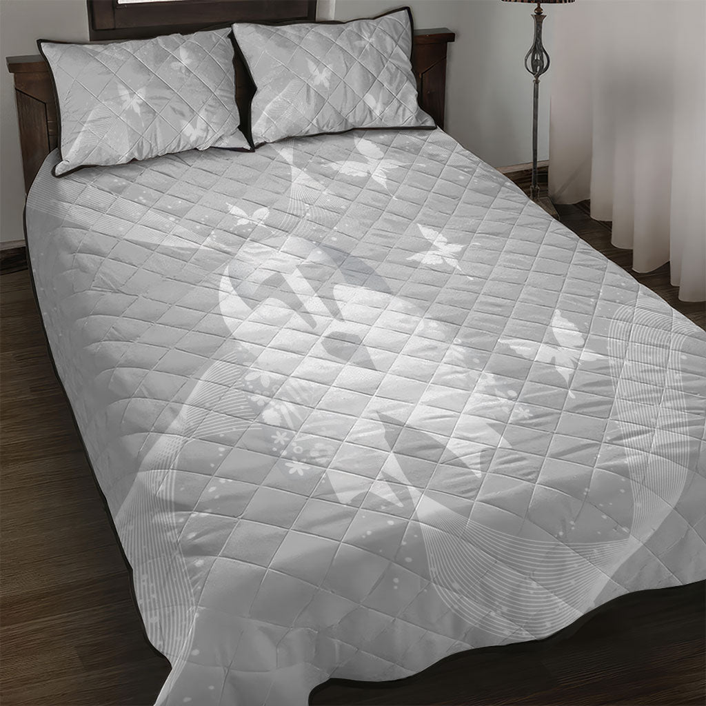 Australia Lung Cancer Awareness Quilt Bed Set Butterfly Ribbon Art