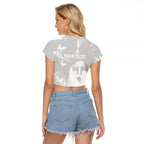 Australia Lung Cancer Awareness Personalised Raglan Cropped T Shirt Butterfly Ribbon Art