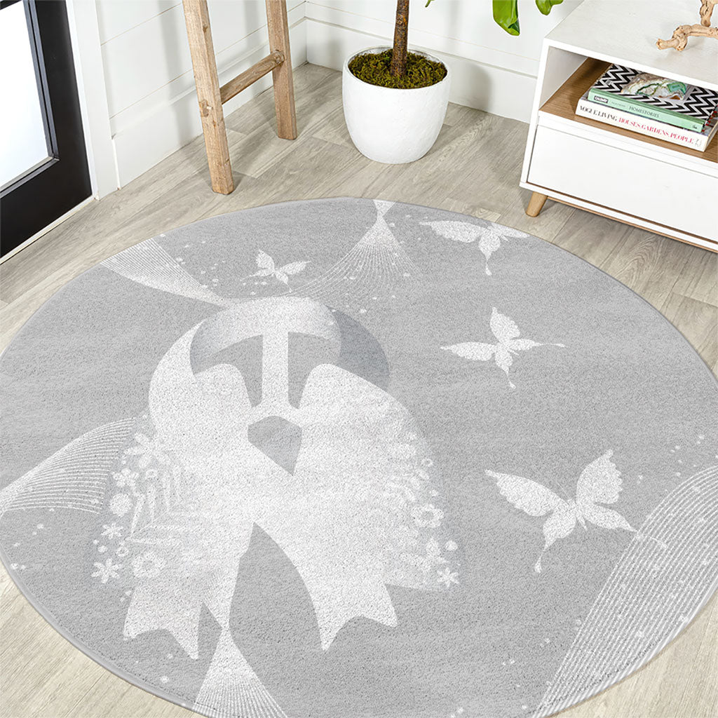 Australia Lung Cancer Awareness Round Carpet Butterfly Ribbon Art