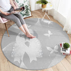 Australia Lung Cancer Awareness Round Carpet Butterfly Ribbon Art