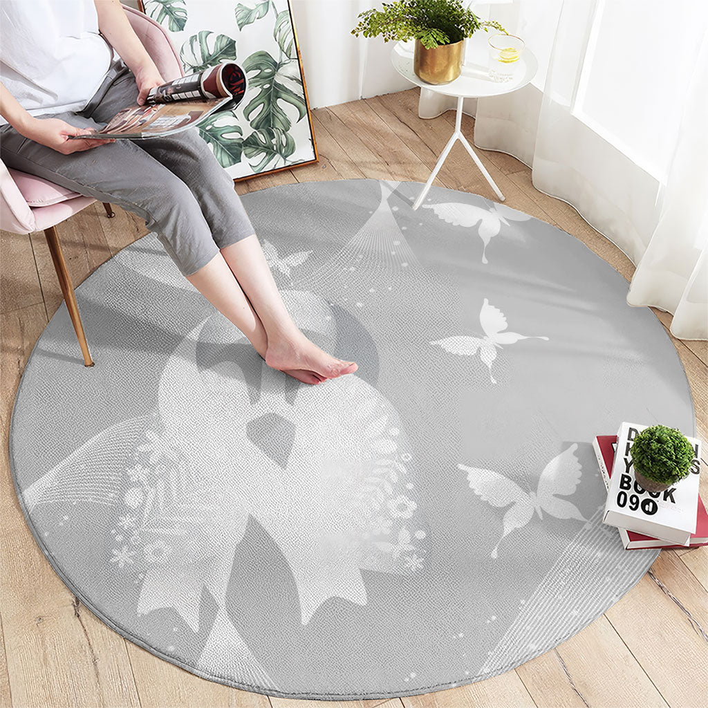 Australia Lung Cancer Awareness Round Carpet Butterfly Ribbon Art