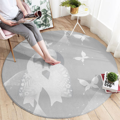 Australia Lung Cancer Awareness Round Carpet Butterfly Ribbon Art