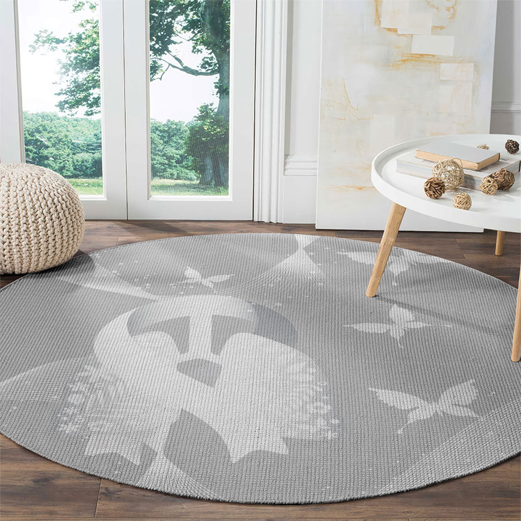 Australia Lung Cancer Awareness Round Carpet Butterfly Ribbon Art