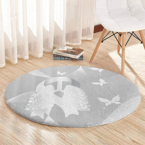 Australia Lung Cancer Awareness Round Carpet Butterfly Ribbon Art