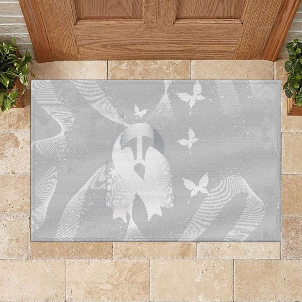 Australia Lung Cancer Awareness Rubber Doormat Butterfly Ribbon Art