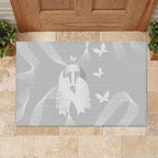 Australia Lung Cancer Awareness Rubber Doormat Butterfly Ribbon Art