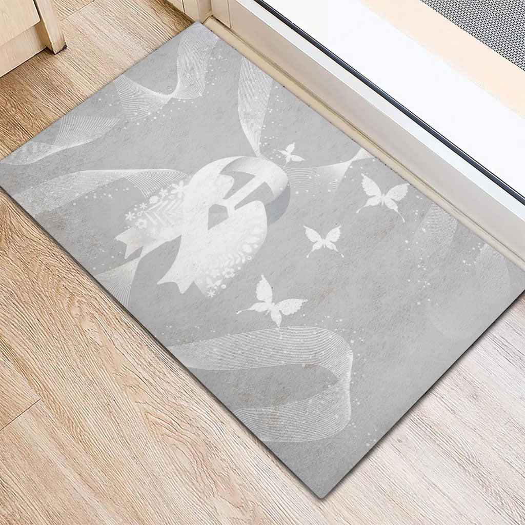 Australia Lung Cancer Awareness Rubber Doormat Butterfly Ribbon Art