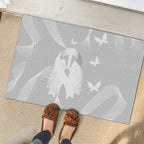 Australia Lung Cancer Awareness Rubber Doormat Butterfly Ribbon Art