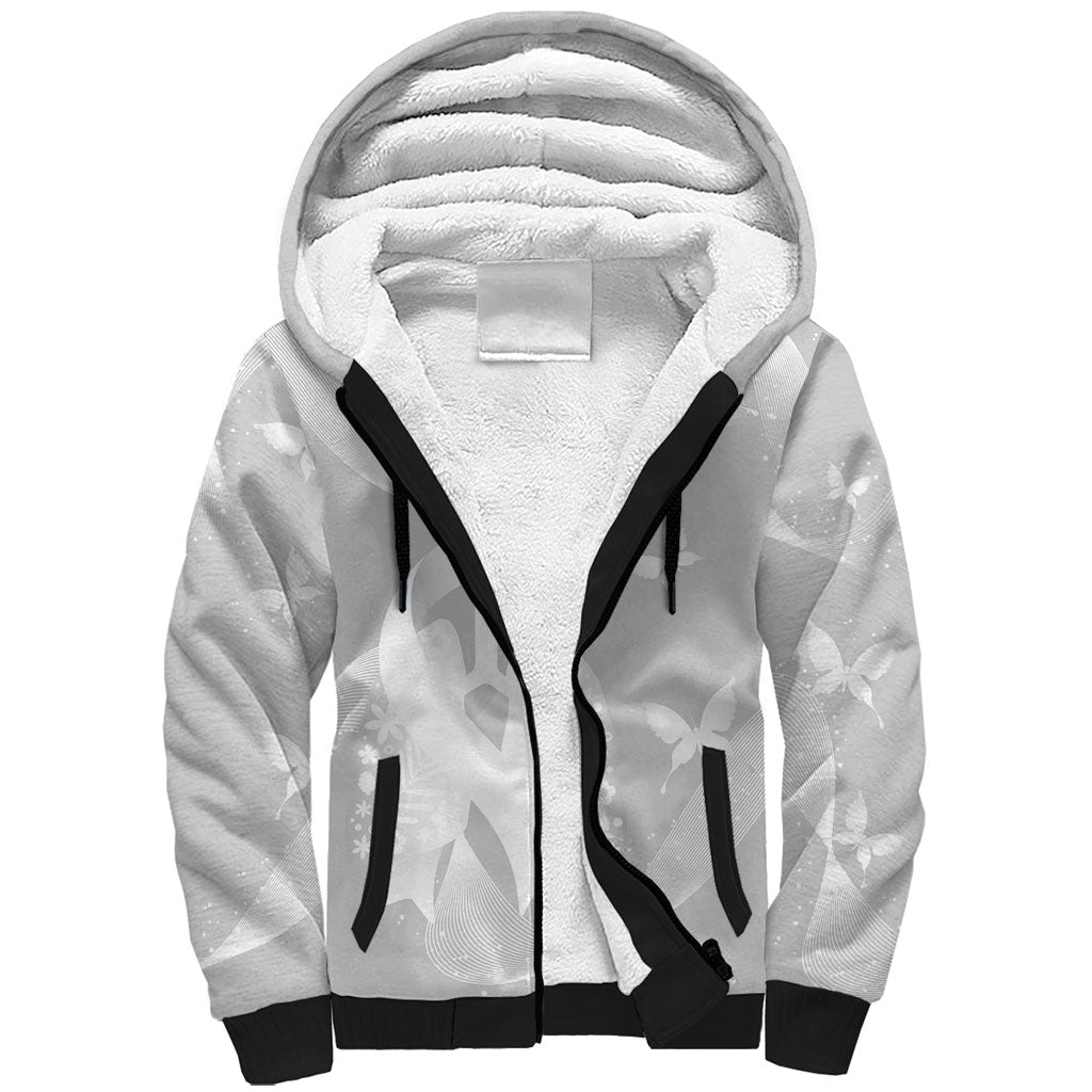 Australia Lung Cancer Awareness Personalised Sherpa Hoodie Butterfly Ribbon Art