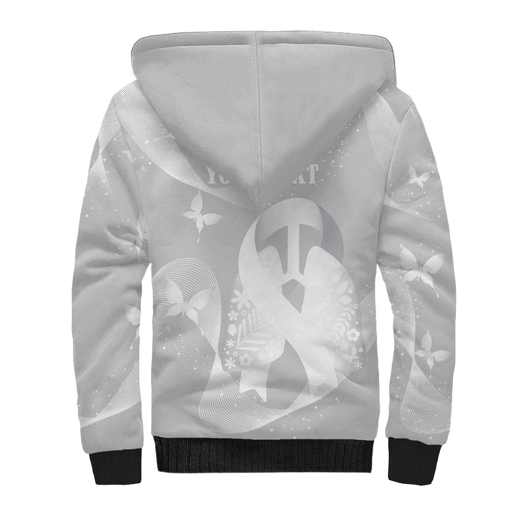 Australia Lung Cancer Awareness Personalised Sherpa Hoodie Butterfly Ribbon Art