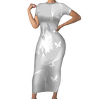 Australia Lung Cancer Awareness Personalised Short Sleeve Bodycon Dress Butterfly Ribbon Art