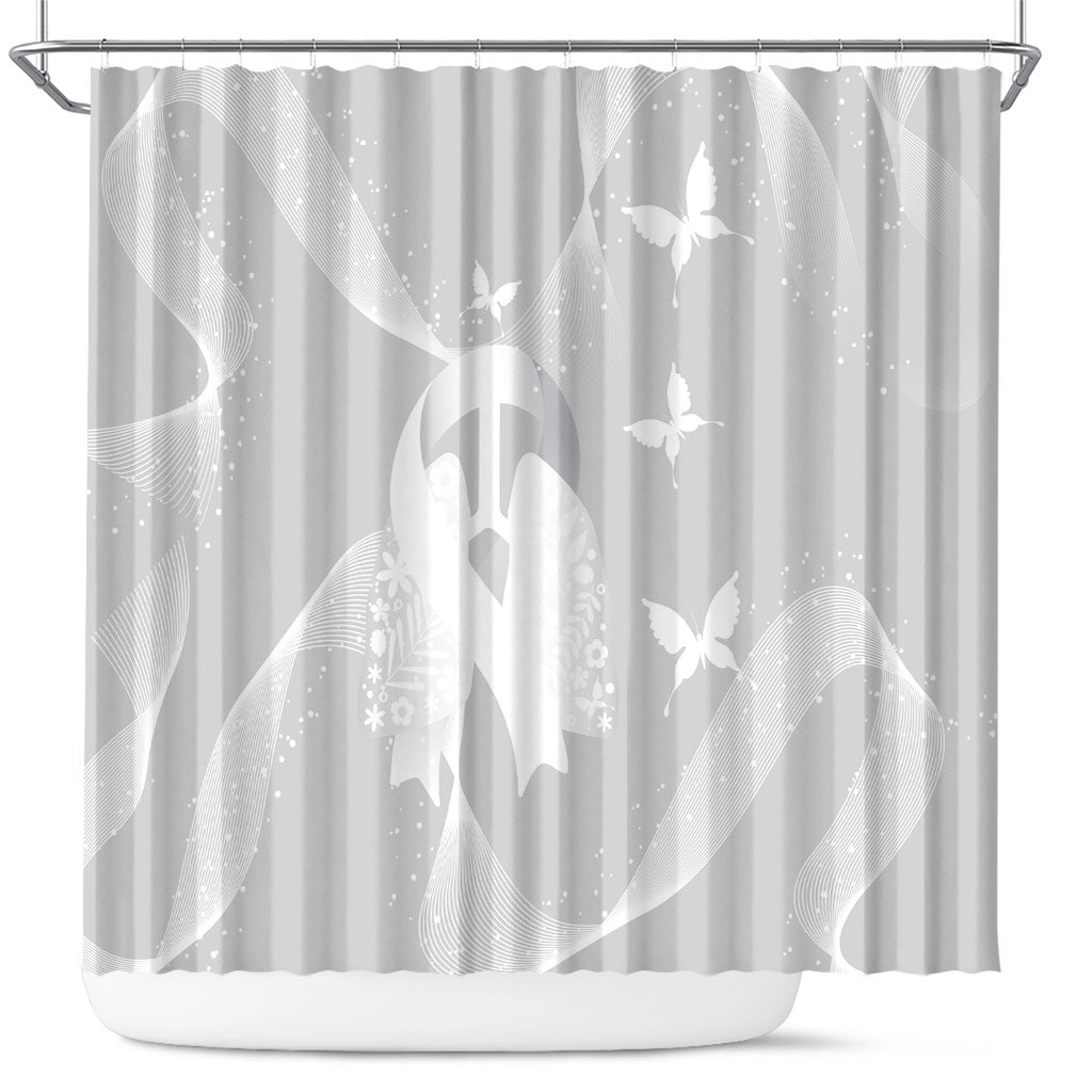 Australia Lung Cancer Awareness Shower Curtain Butterfly Ribbon Art
