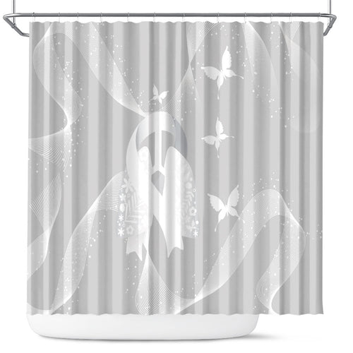 Australia Lung Cancer Awareness Shower Curtain Butterfly Ribbon Art