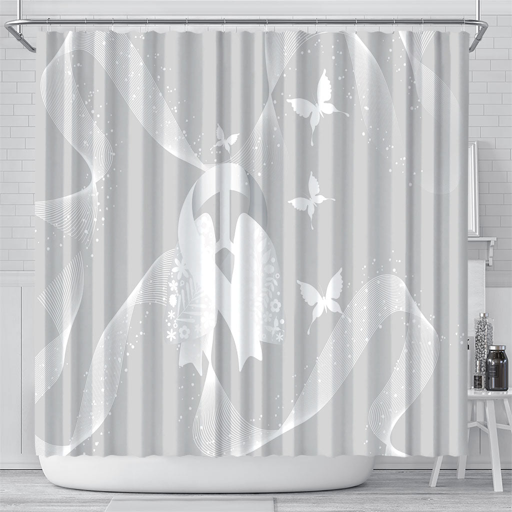 Australia Lung Cancer Awareness Shower Curtain Butterfly Ribbon Art