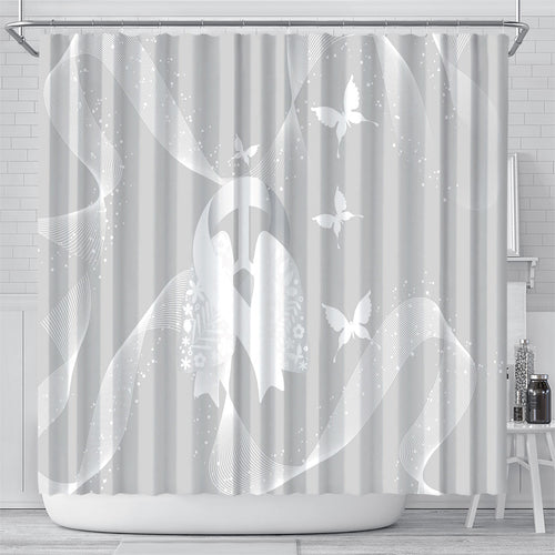 Australia Lung Cancer Awareness Shower Curtain Butterfly Ribbon Art
