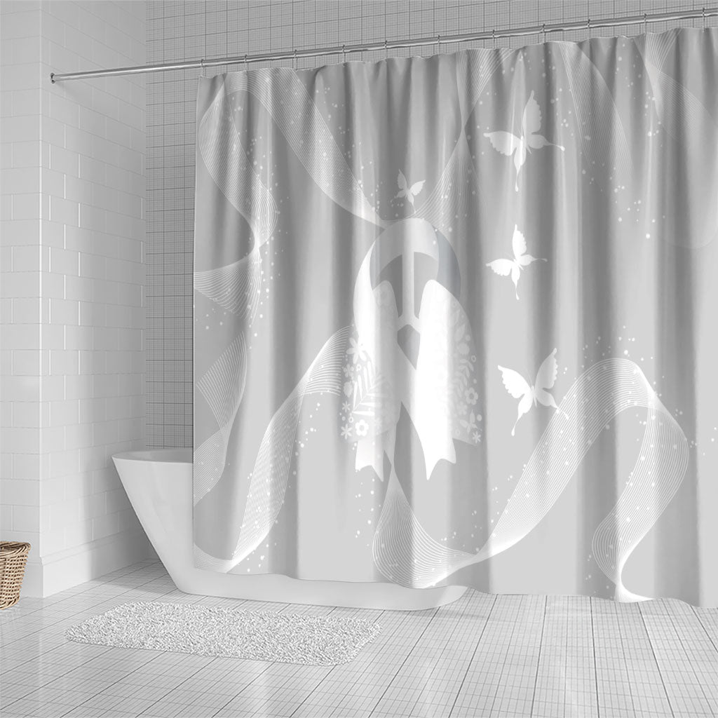 Australia Lung Cancer Awareness Shower Curtain Butterfly Ribbon Art