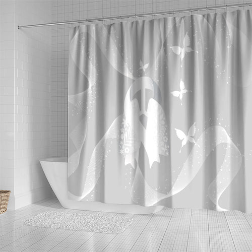Australia Lung Cancer Awareness Shower Curtain Butterfly Ribbon Art