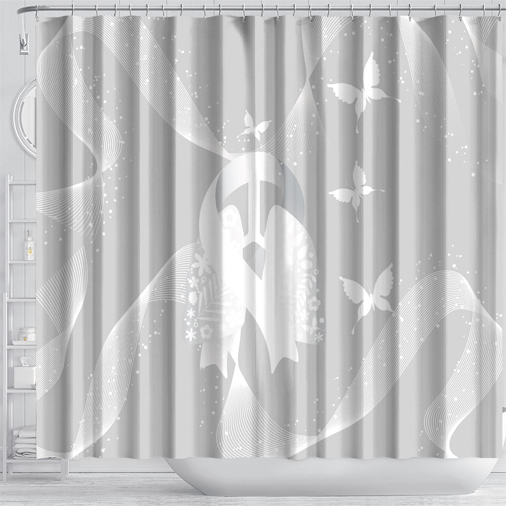 Australia Lung Cancer Awareness Shower Curtain Butterfly Ribbon Art