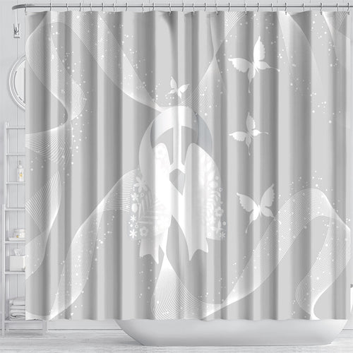 Australia Lung Cancer Awareness Shower Curtain Butterfly Ribbon Art