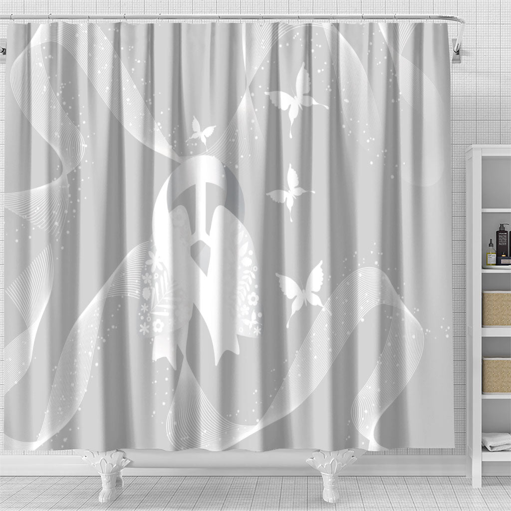 Australia Lung Cancer Awareness Shower Curtain Butterfly Ribbon Art
