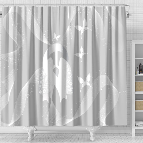 Australia Lung Cancer Awareness Shower Curtain Butterfly Ribbon Art
