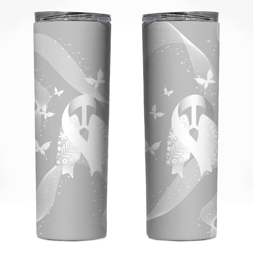Australia Lung Cancer Awareness Personalised Skinny Tumbler Butterfly Ribbon Art