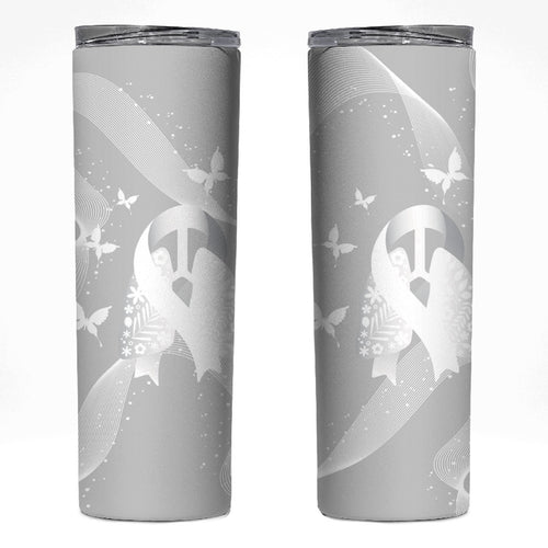 Australia Lung Cancer Awareness Personalised Skinny Tumbler Butterfly Ribbon Art