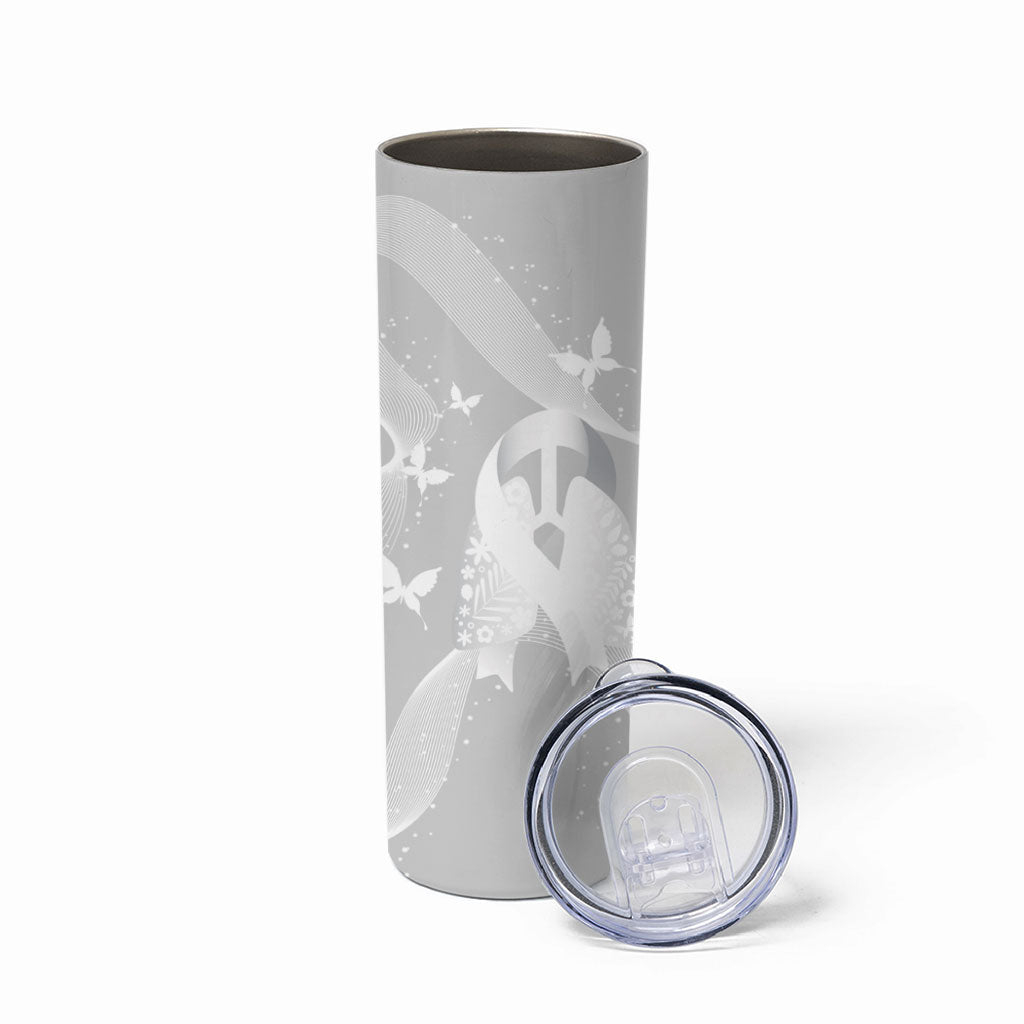 Australia Lung Cancer Awareness Personalised Skinny Tumbler Butterfly Ribbon Art