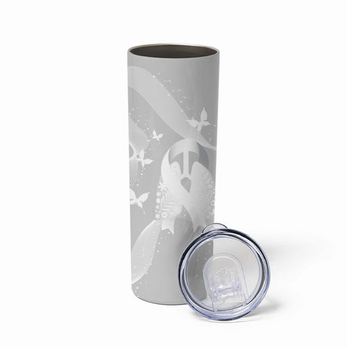 Australia Lung Cancer Awareness Personalised Skinny Tumbler Butterfly Ribbon Art