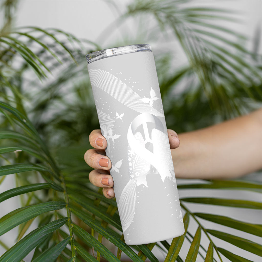 Australia Lung Cancer Awareness Personalised Skinny Tumbler Butterfly Ribbon Art