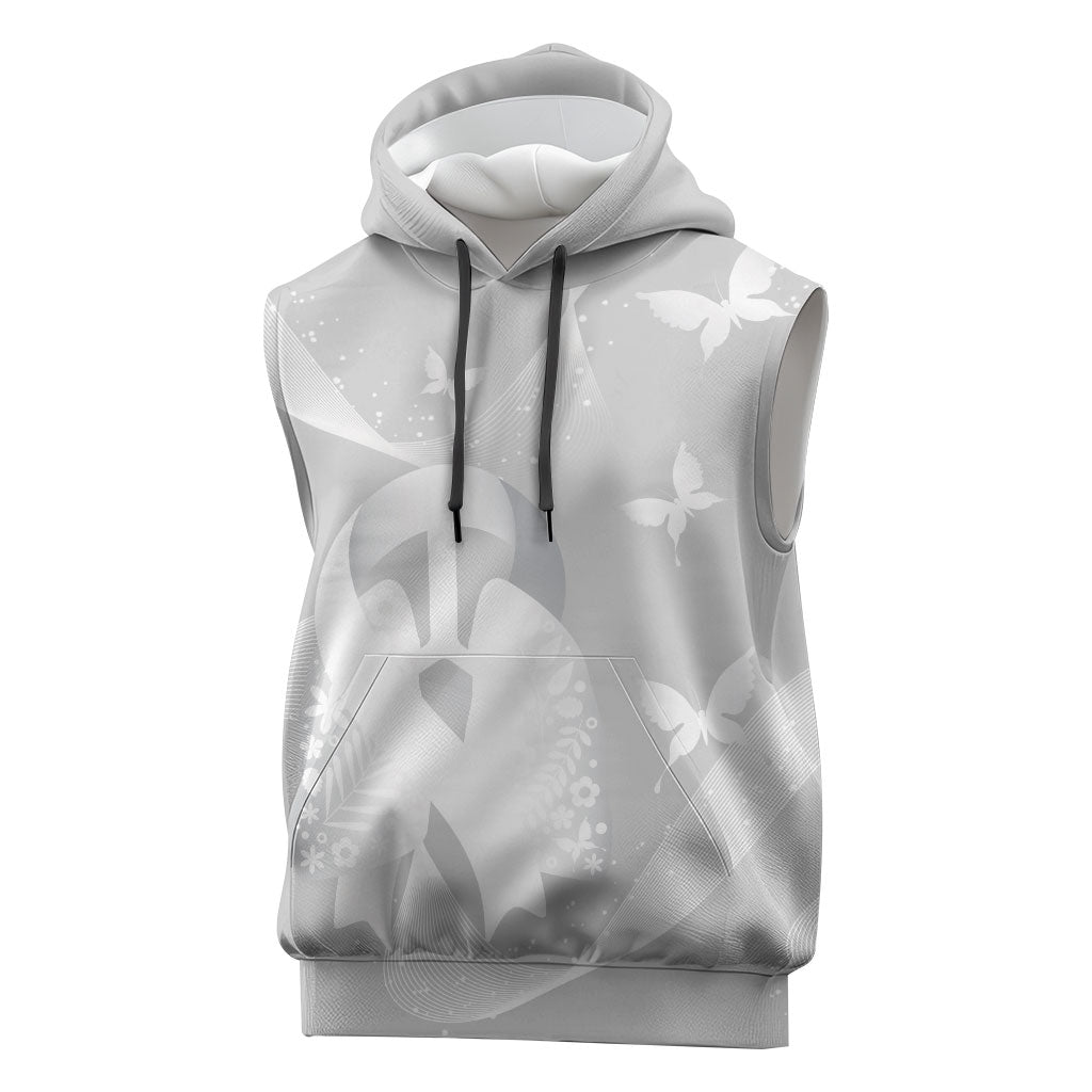 Australia Lung Cancer Awareness Personalised Sleeveless Hoodie Butterfly Ribbon Art