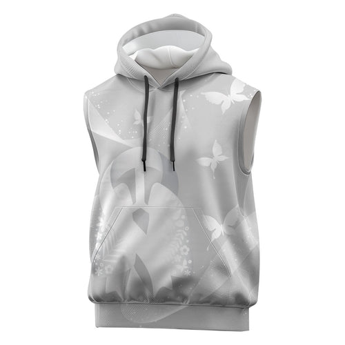 Australia Lung Cancer Awareness Personalised Sleeveless Hoodie Butterfly Ribbon Art